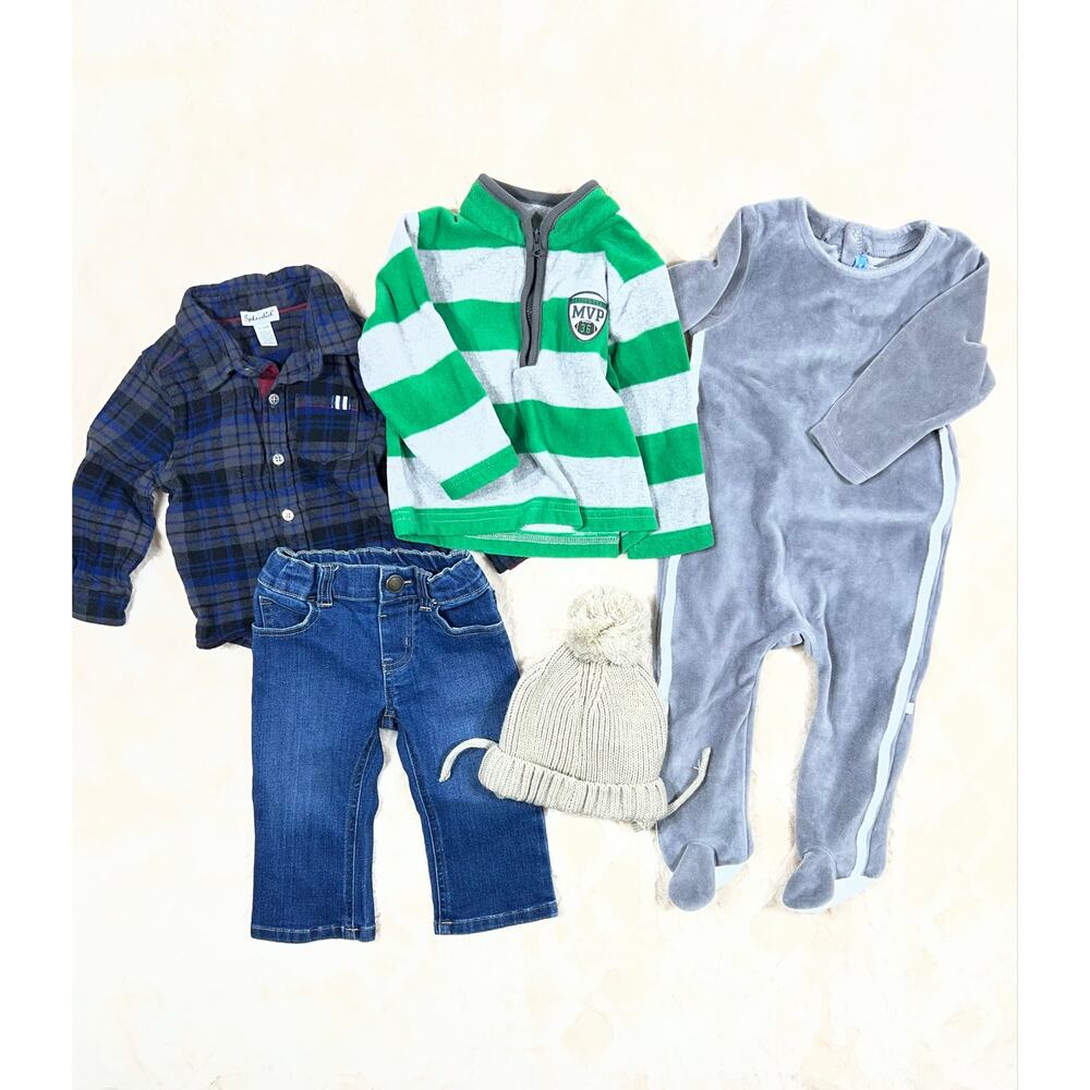 Boys 12M Outfit Bundle 5pc Zara Splendid Carter’s EUC Lot
